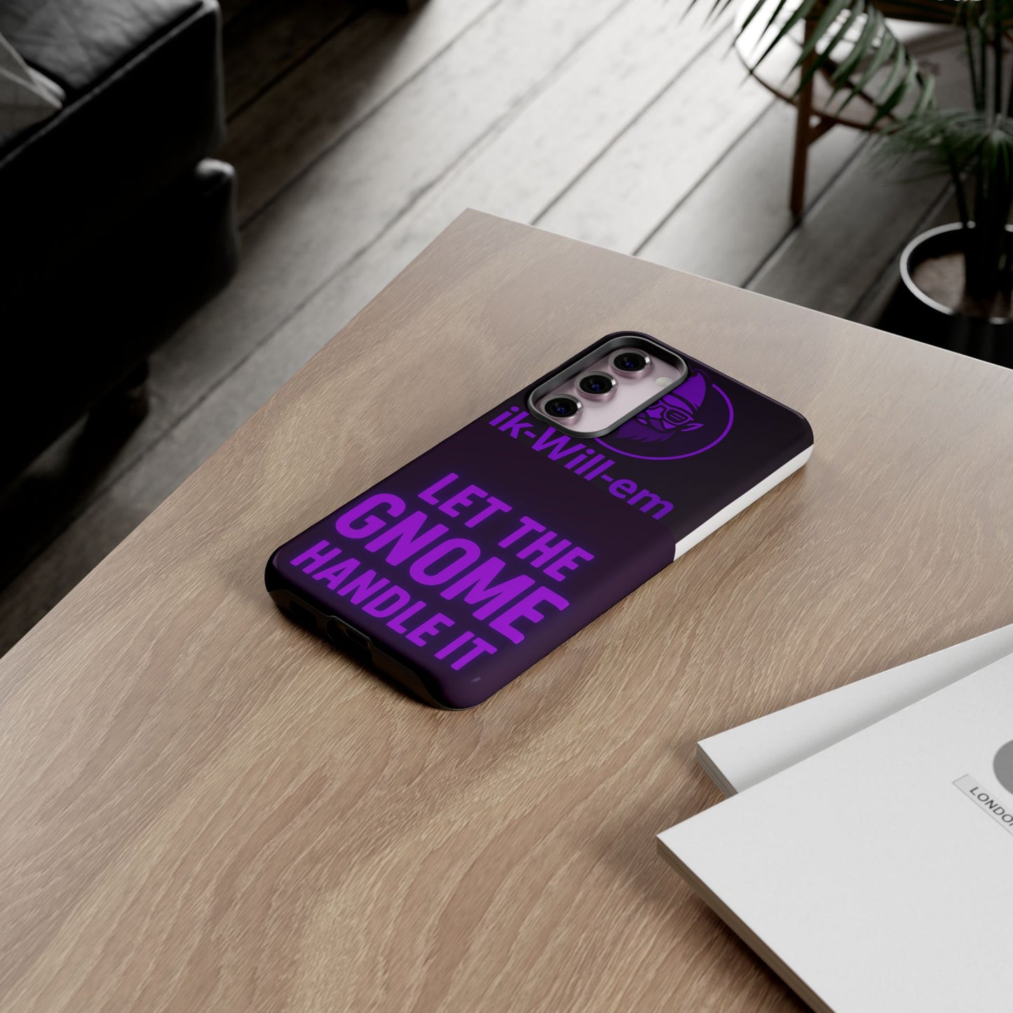 Phone Case — "Let the Gnome Handle It" Purple Neon Gnome Protective Case