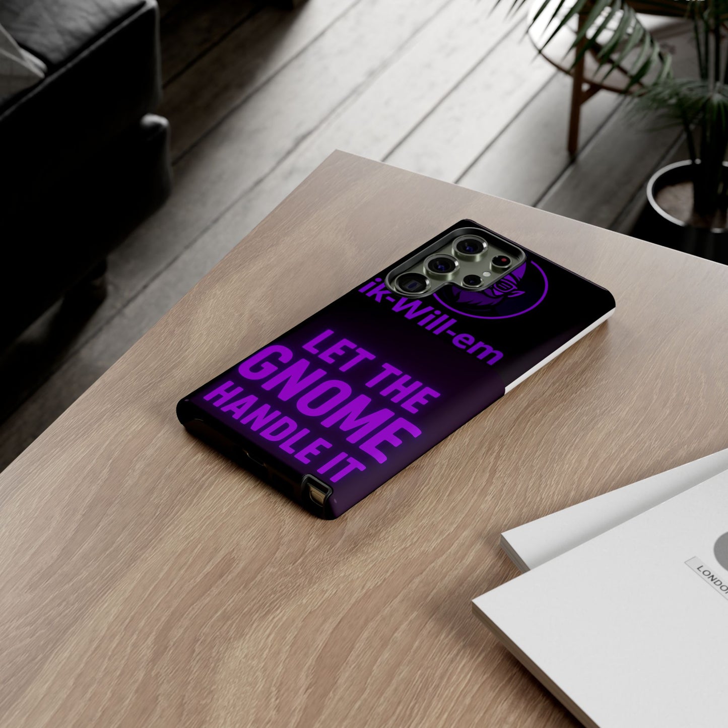 Phone Case — "Let the Gnome Handle It" Purple Neon Gnome Protective Case