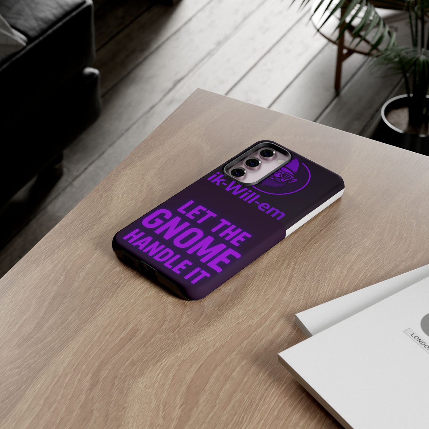 Phone Case — "Let the Gnome Handle It" Purple Neon Gnome Protective Case
