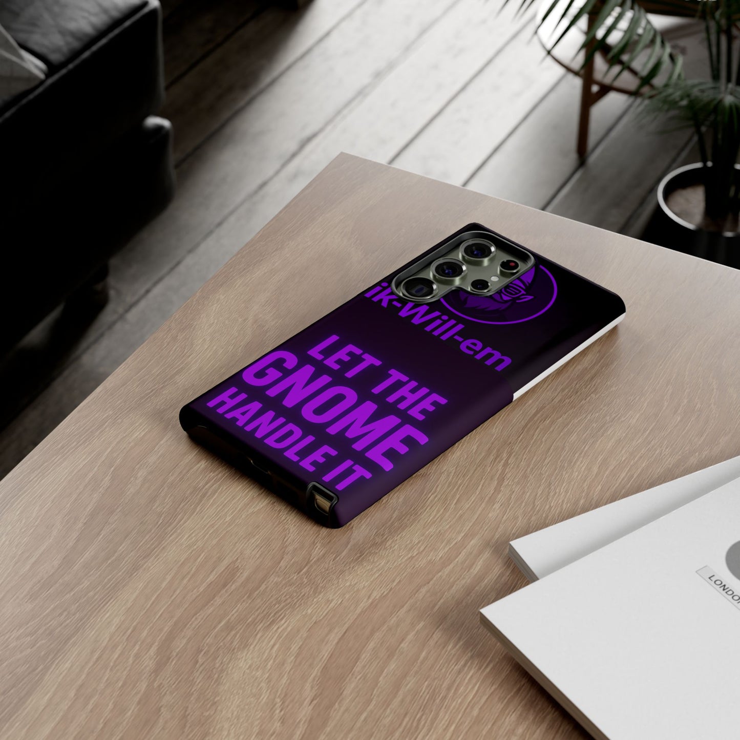 Phone Case — "Let the Gnome Handle It" Purple Neon Gnome Protective Case